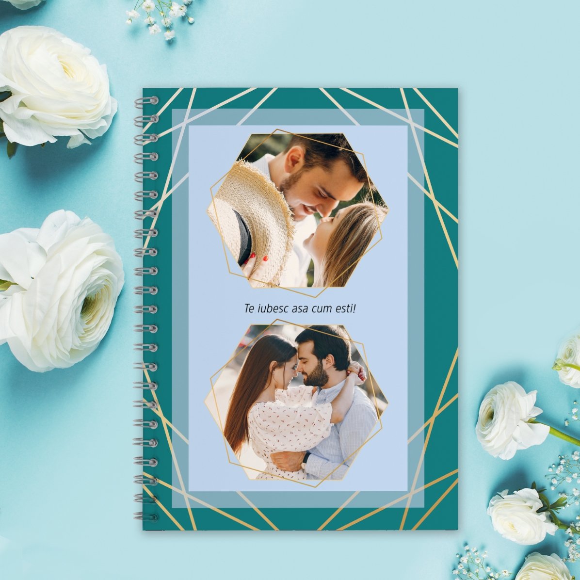 Notebook personalizat cu 2 poze și text - Feelings