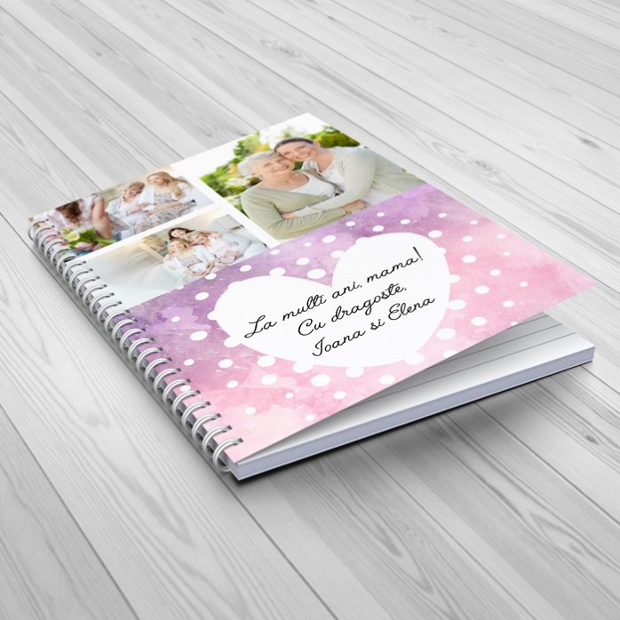 Notebook personalizat cu 3 poze și text