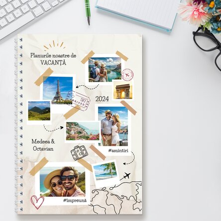 Notebook personalizat cu 8 poze și text - Planuri de vacanță