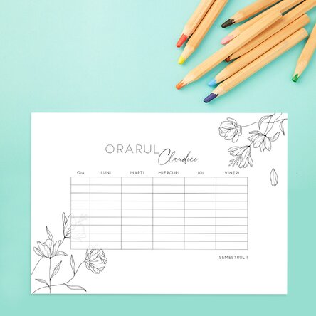 Orar personalizat cu nume - Flowers