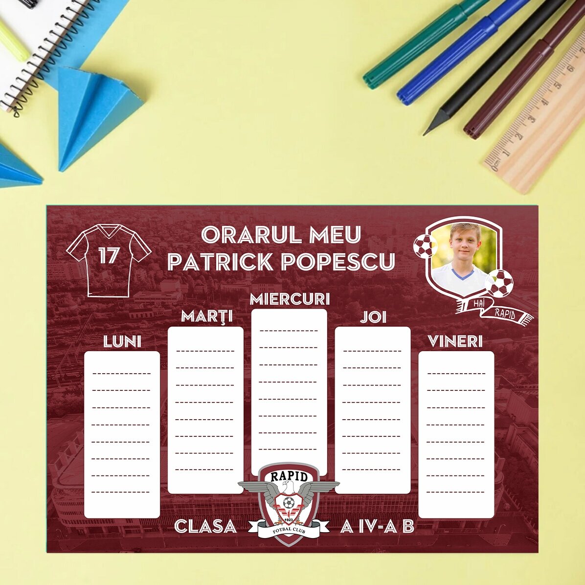 Személyre szabott menetrend fotóval és szöveggel – FC Rapid 1923