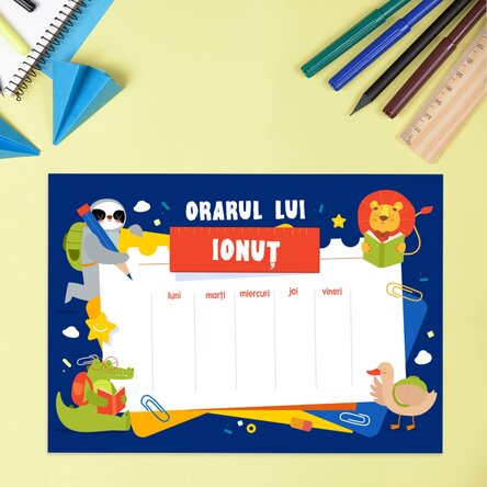 Orar personalizat cu text - Animăluțe