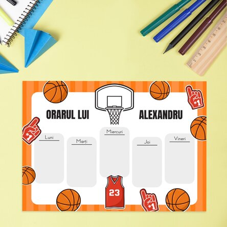 Orar personalizat cu text - Baschet
