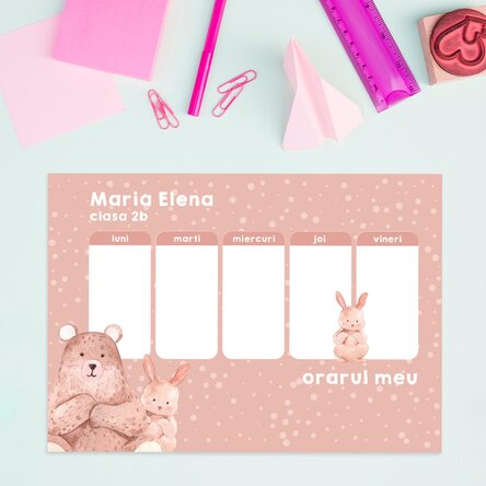 Orar personalizat cu text - Cute animals