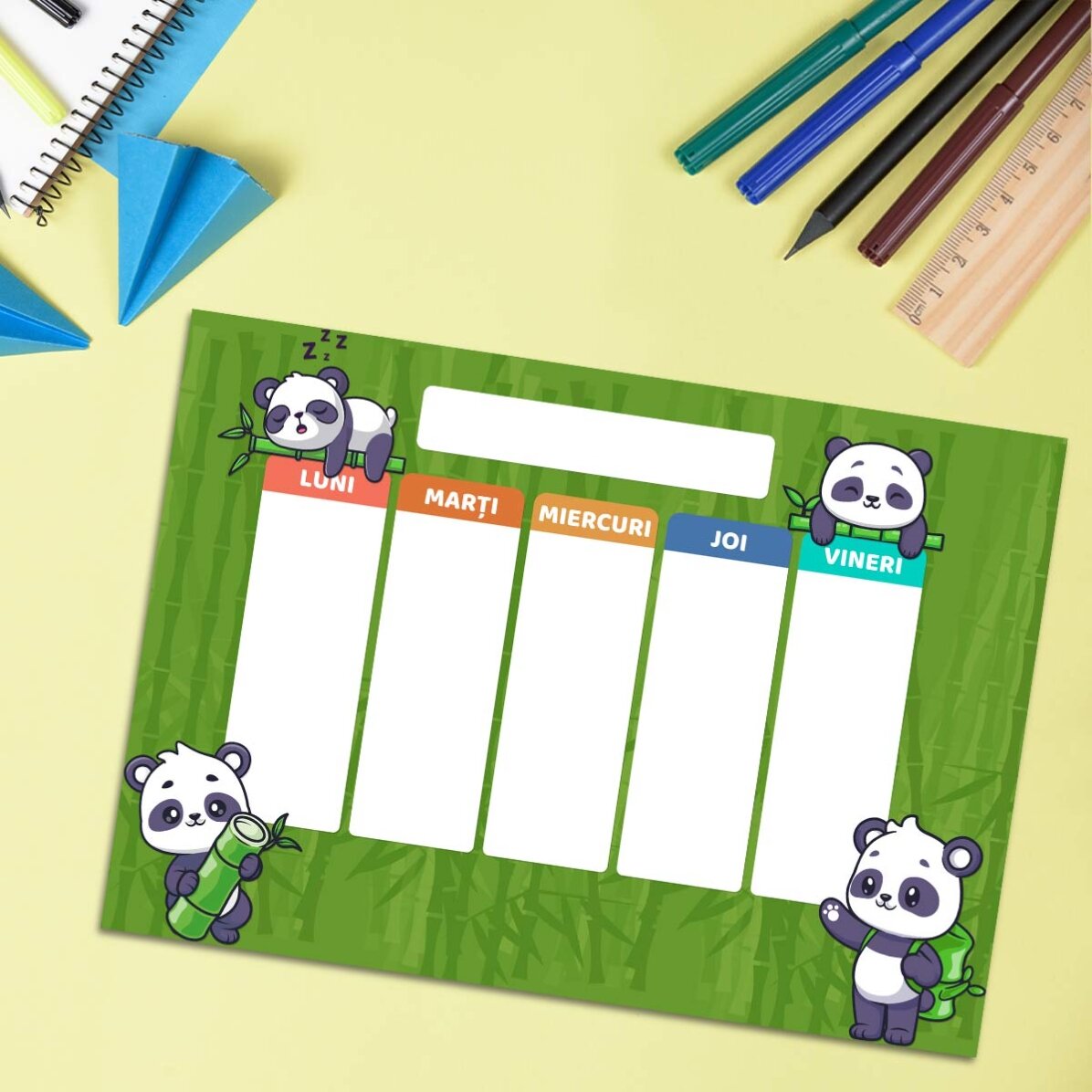 Orar personalizat cu text - Cute Panda