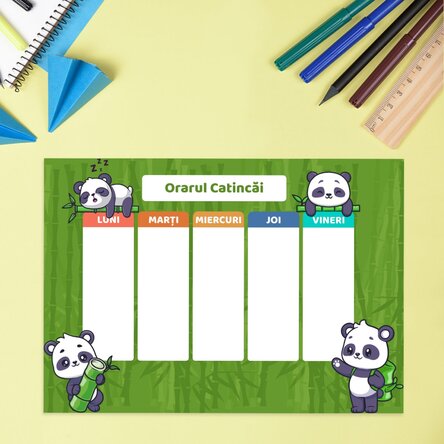 Orar personalizat cu text - Cute Panda