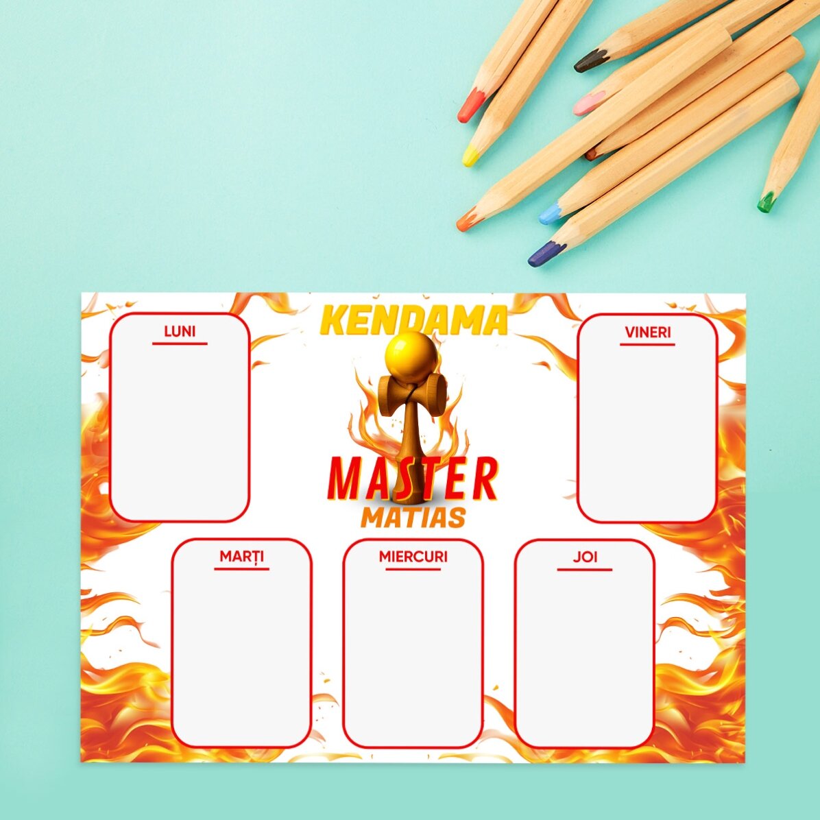 Orar personalizat cu text - Kendama Master