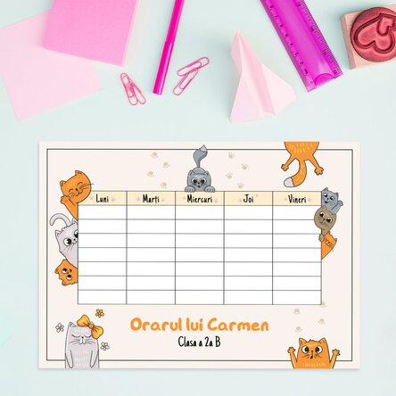 Orar personalizat cu text - Kittens