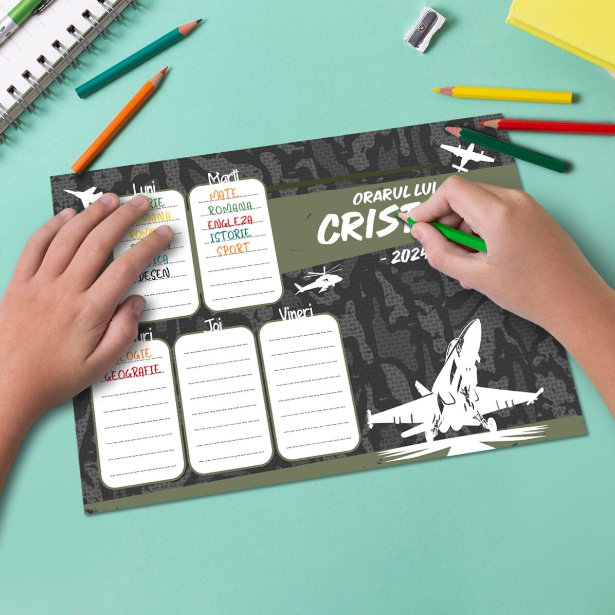 Orar personalizat cu text - O să mă fac pilot!