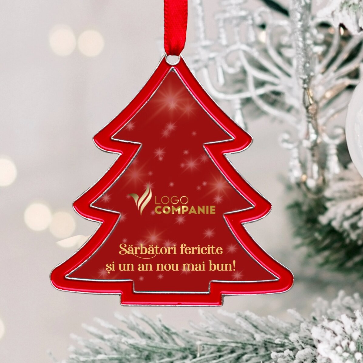 Ornament de brad personalizat cu logo și mesaj - model brăduț