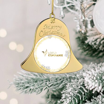 Ornament de brad personalizat față - verso cu logo - model Clopoțel