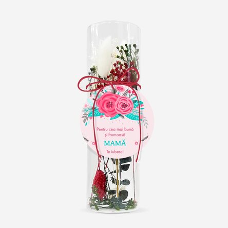 Ornament din sticlă cu flori prezervate personalizat cu text - Flowers