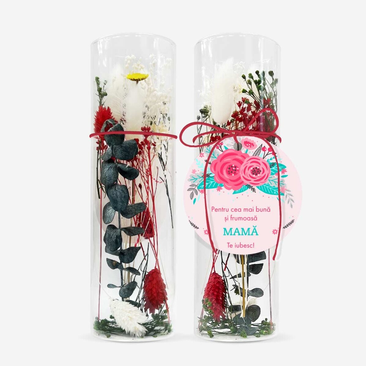 Ornament din sticlă cu flori prezervate personalizat cu text - Flowers