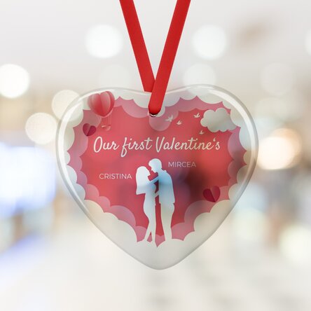 Ornament inimă personalizat cu text - Lovely couple
