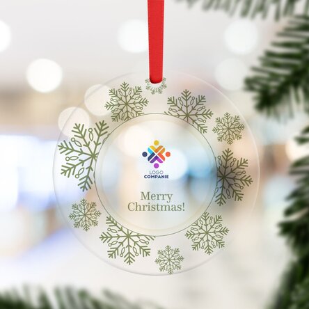 Ornament rotund personalizat cu logo și mesaj -  Merry Christmas!