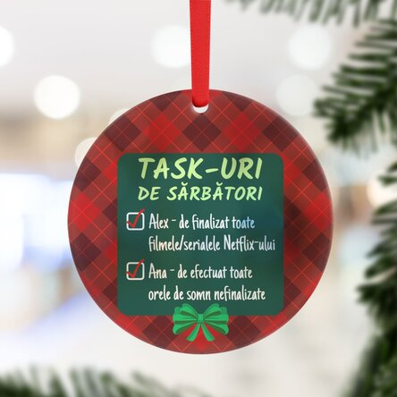 Ornament rotund personalizat cu mesaj - Task-uri de Sărbători