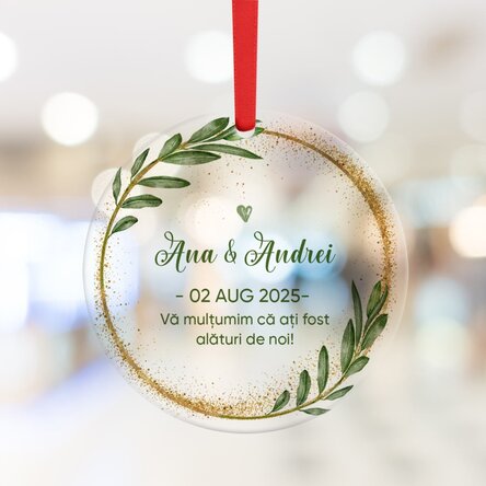 Ornament rotund personalizat cu text - Mărturie 