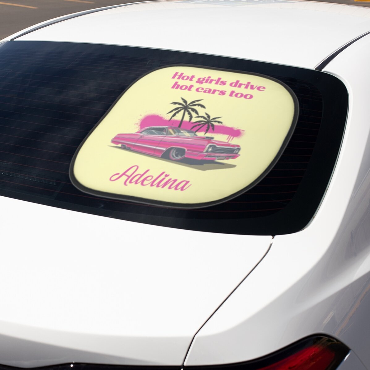 Parasolar auto personalizat cu text - Pink