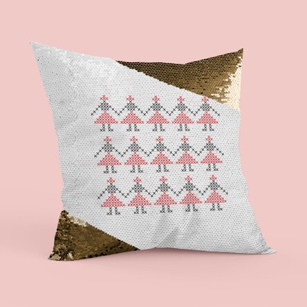 Pernă decorativă personalizată - Model horă - Paiete aurii