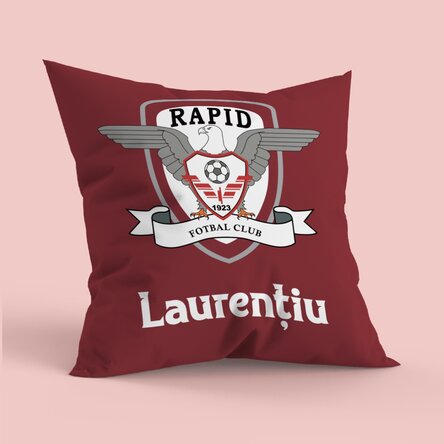 Pernă FC Rapid 1923 personalizată cu text, format mare - Nume și logo