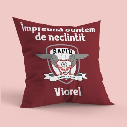 Pernă FC Rapid 1923 personalizată cu text, format mare - Nume și mesaj