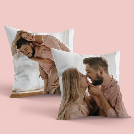 Pernă personalizată cu 2 poze față-verso