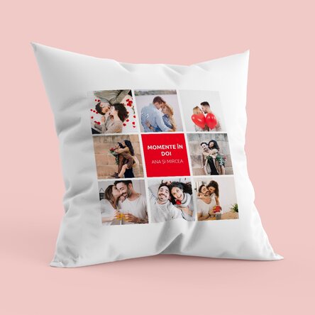 Pernă personalizată cu 8 poze și text
