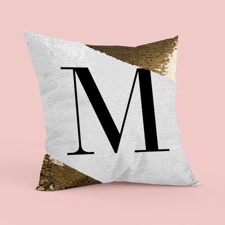 Pernă personalizată cu inițială - Paiete aurii