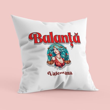 Pernă personalizată cu nume și zodie - Balanță