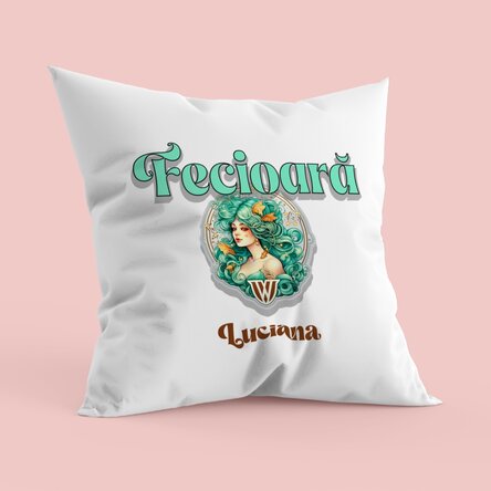 Pernă personalizată cu nume și zodie - Fecioară