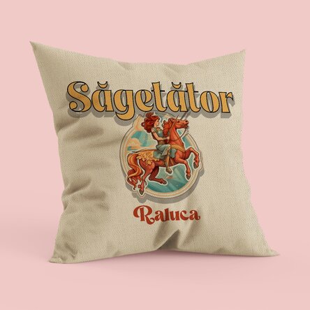 Pernă personalizată cu nume și zodie - Săgetător in