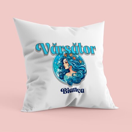 Pernă personalizată cu nume și zodie - Vărsător