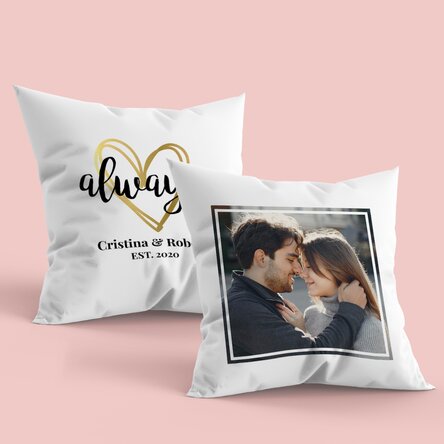 Pernă personalizată cu o poză și mesaj față-verso - Always