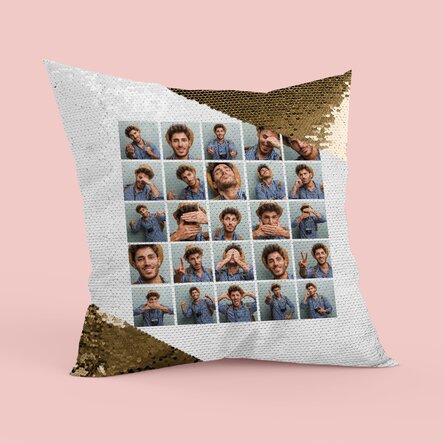 Pernă personalizată cu poze 25 de poze - Paiete aurii