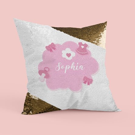 Pernă personalizată cu text - Baby - Paiete aurii