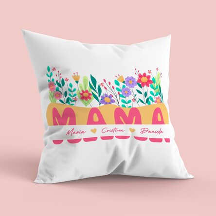 Pernă personalizată cu text, format mare - Câmp de flori