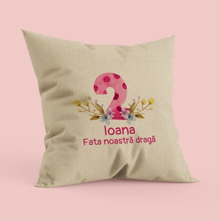Pernă personalizată cu text pentru copii - 2 ani In