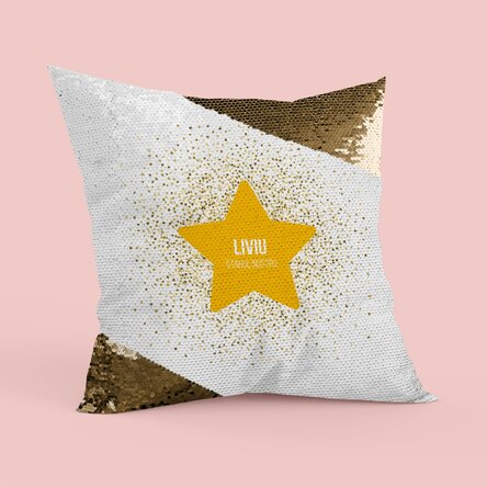 Pernă personalizată - Star - Paiete aurii