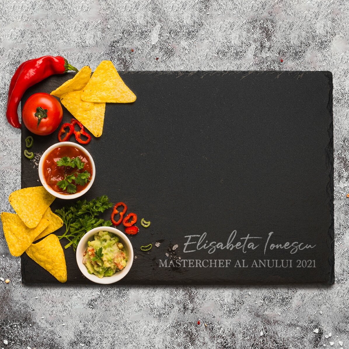 Placă de ardezie gravată personalizată cu text - Masterchef
