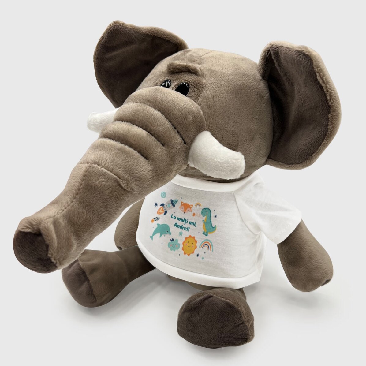 Pluș elefant personalizat cu text - Ziua Copilului