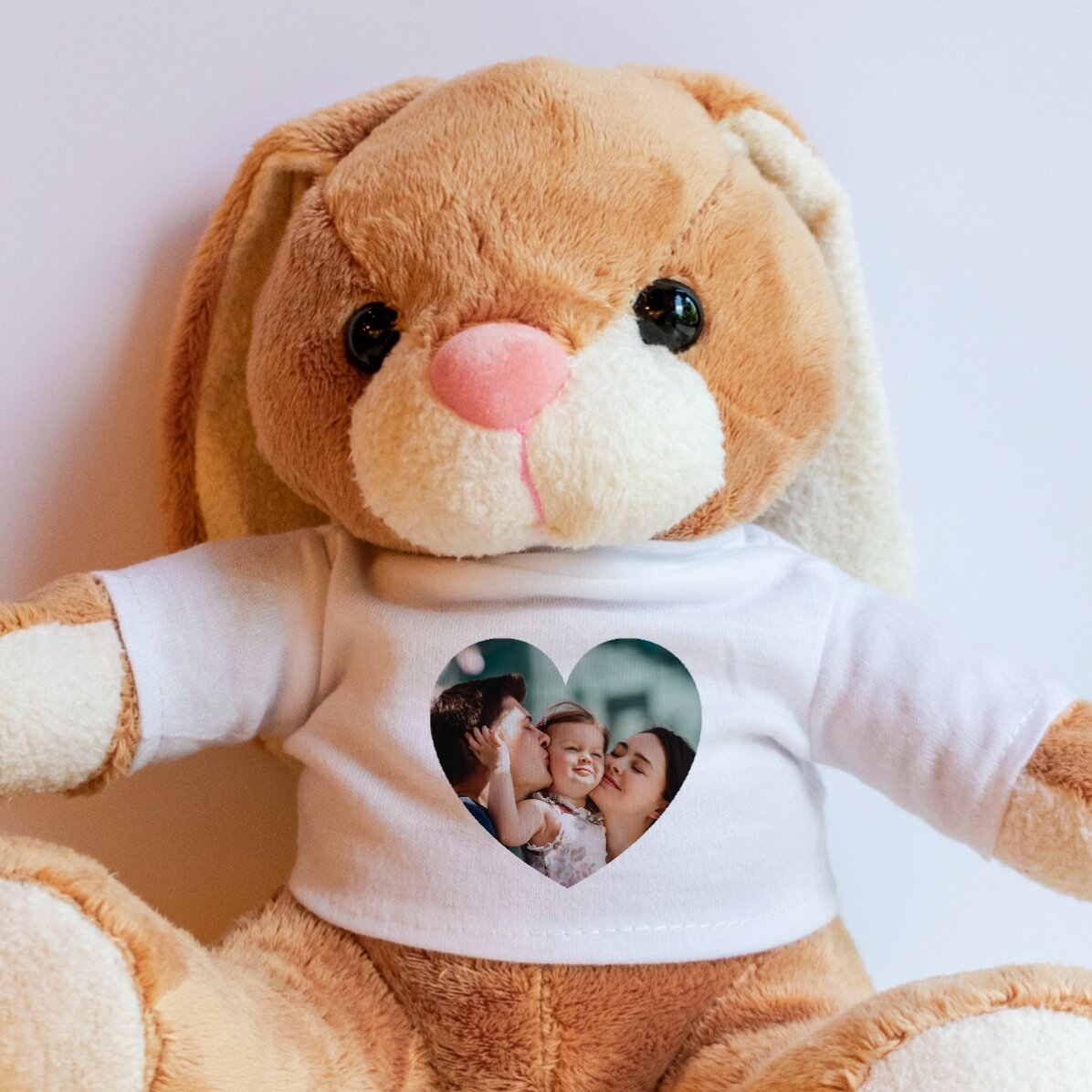 Pluș iepure personalizat cu o poză - Model inimă