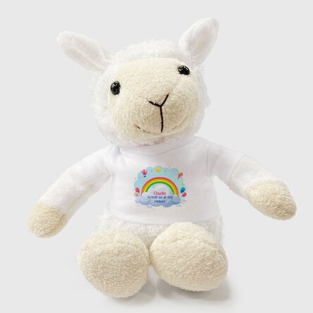 Pluș oaie personalizat cu mesaj -  Curcubeu