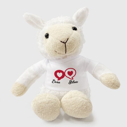 Pluș oaie personalizat cu text - Chat hearts