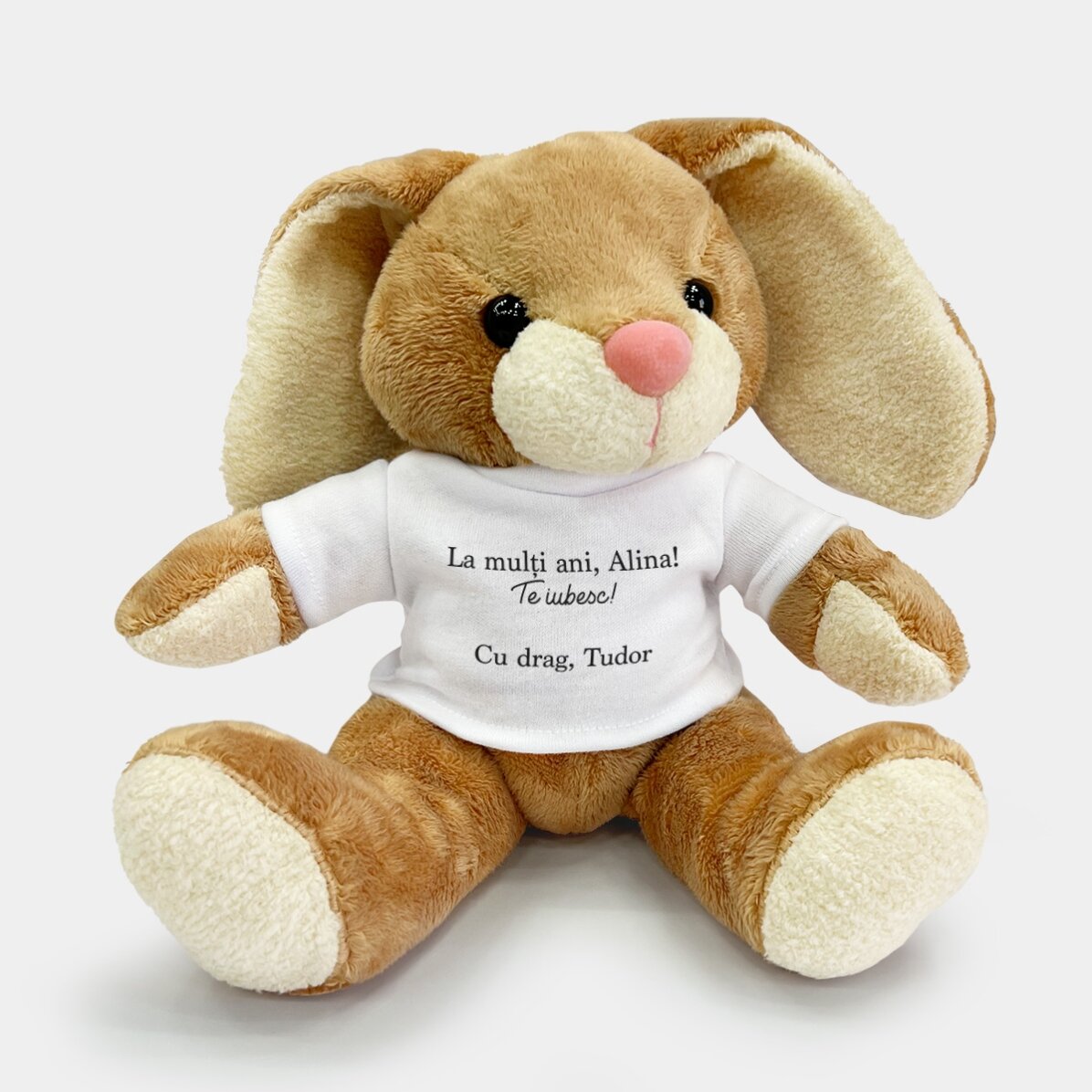 Pluș iepure personalizat cu mesaj