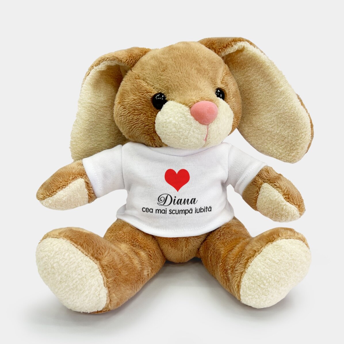 Pluș iepure personalizat cu nume de dragoste
