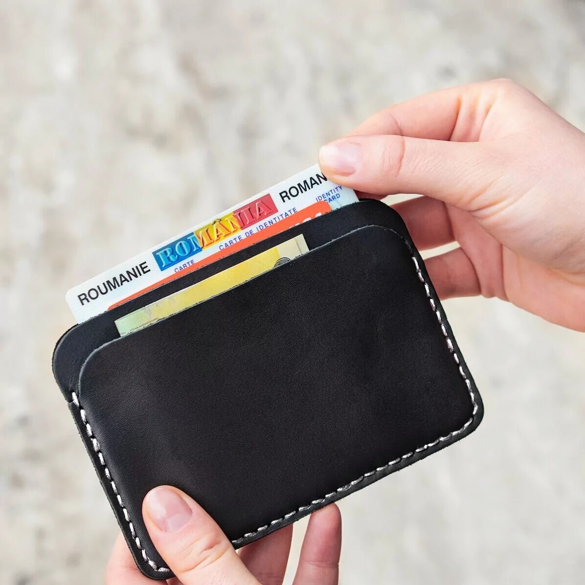 Portofel din piele personalizat color cu text - Gold