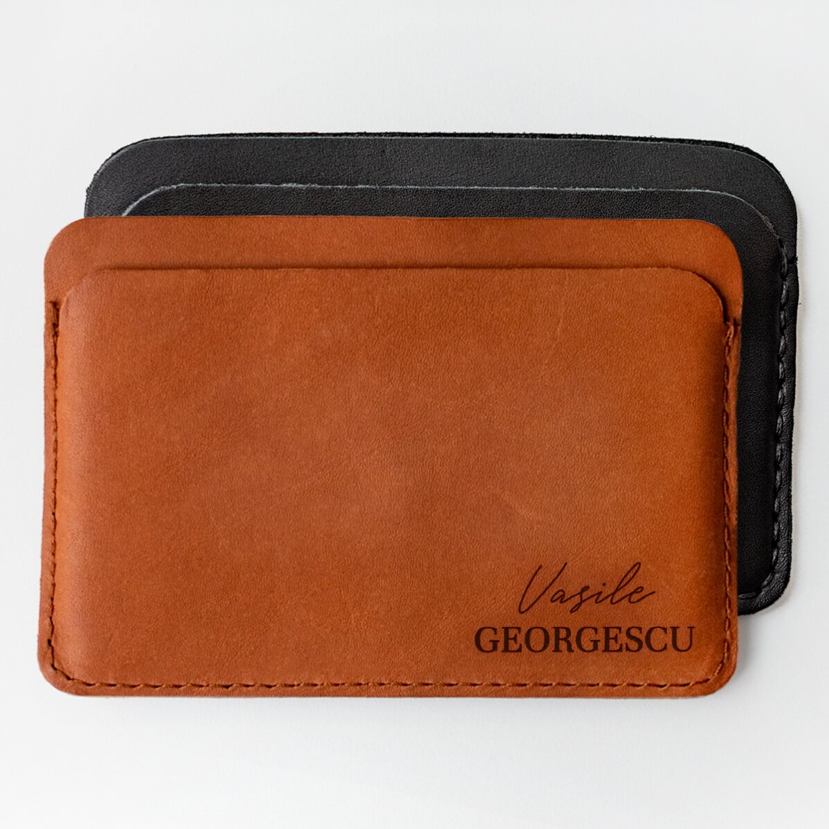 Portofel din piele personalizat cu 2 nume 