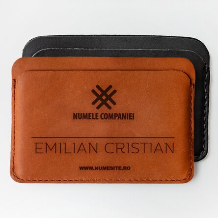 Portofel din piele personalizat cu logo și nume