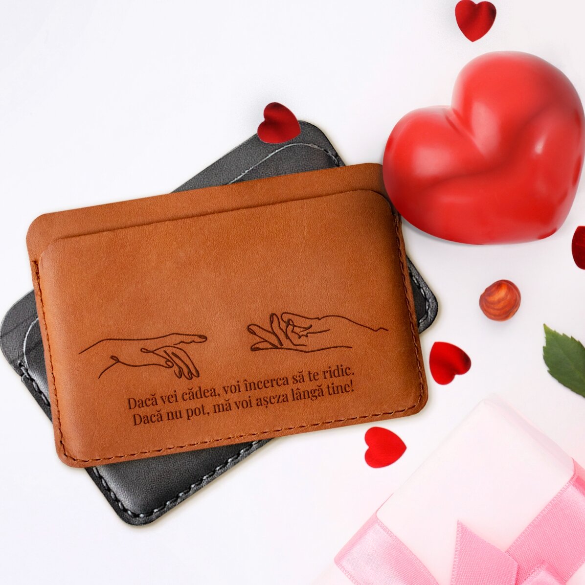 Portofel din piele personalizat cu mesaj - Dacă vei cădea