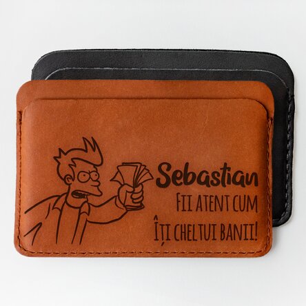 Portofel din piele personalizat cu mesaj și nume - Banii